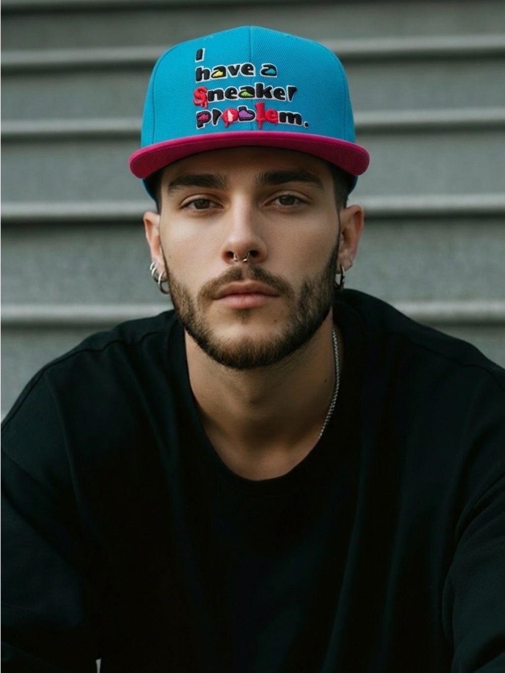 Brim Embroidered I have a sneaker problem fitted Hat 7 3/8